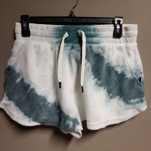 Feat X Brody Jenner Women's Athletic Green White Tie-Dye Blanketblend Shorts